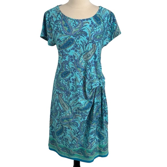 Talbots Dresses & Skirts - Talbots Effortless  Short Sleeve, Jewel Neck, Jersey Tie Paisley Shift Dress